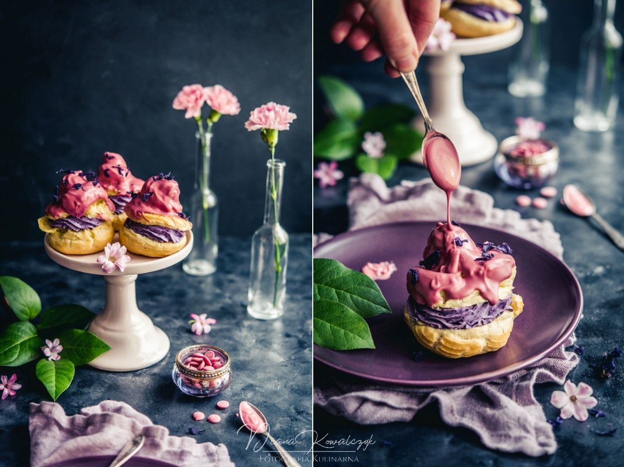 ptysie z jagodowym serkiem i czekolada ruby fotograf kulinarny podkarpacie fotografia sandomierz 8 - Ptysie z jagodowym serkiem i czekoladą ruby