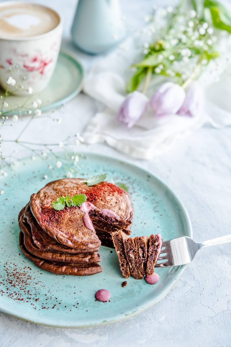 czekoladowe pancakes z platkami owsianymi 5 - Czekoladowe pancakes z płatkami owsianymi