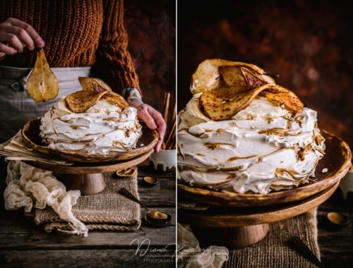 beza pavlova z maslem orzechowym i pieczona z cynamonem gruszka diana kowalczyk fotograf kulinarny fotografia jedzenia tarnobrzeg 1 500x380 - Beza Pavlova z masłem orzechowym i pieczoną z cynamonem gruszką